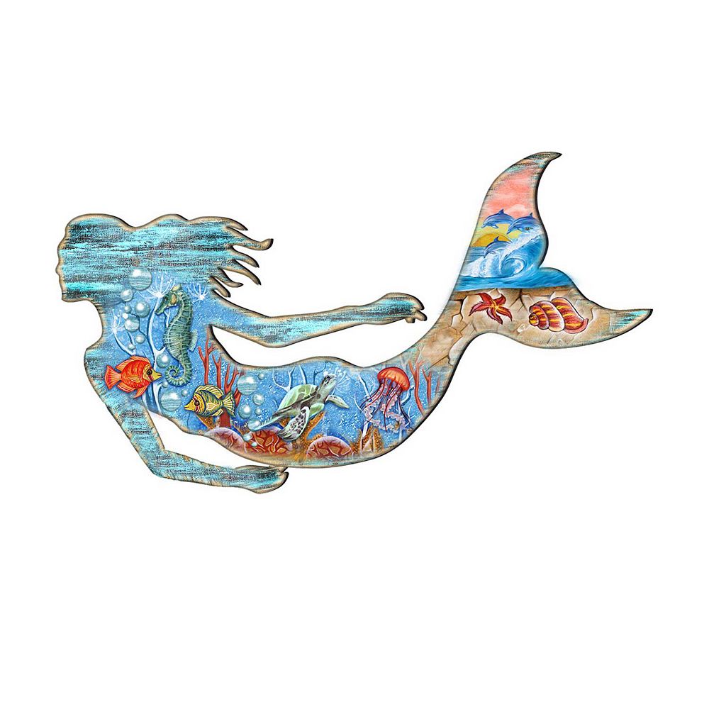 Rustic Mermaid 24-Inch Handcrafted Wooden Door Hanger and Wall Art by G ...