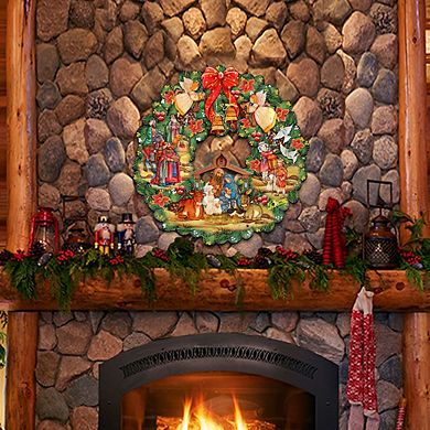 Nativity Holiday 24-Inch Handcrafted Wooden Door Wreath by G. DeBrekht Christmas Decor