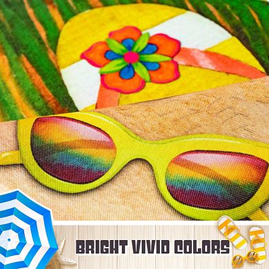 G128 Garden Flag Welcome Summer Sandals & Sunglasses 12"x18" 150D