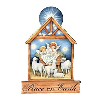 Angels Nativity 24-Inch Handcrafted Wooden Door Decor by Susan Winget - Holiday Decor
