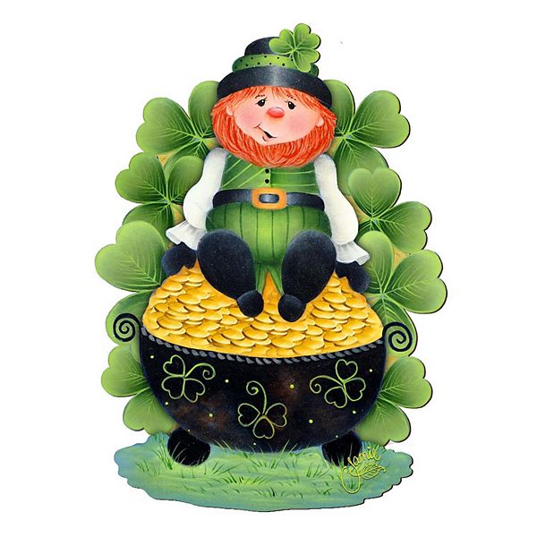 Leprechaun's Pot Full of Gold 24-Inch Handcrafted Wooden Door Decor by ...