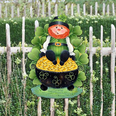 Leprechaun's Pot Full of Gold 24-Inch Handcrafted Wooden Door Decor by J. Mills-Price - Celtic Decor