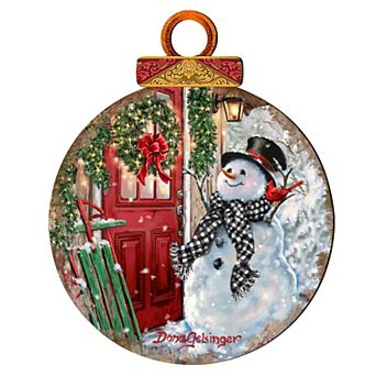 Winter Arrival Snowman 24-Inch Handcrafted Wooden Door Decor by D. Gelsinger - Christmas Decor