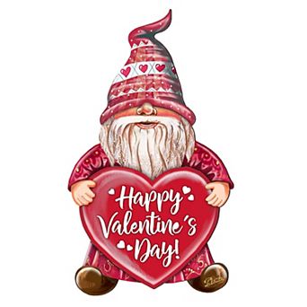 Happy Valentines Gnome Dwarf Wooden 24-Inch Door Hanger Wall Art by DeBrekht Love Family Kids Decor