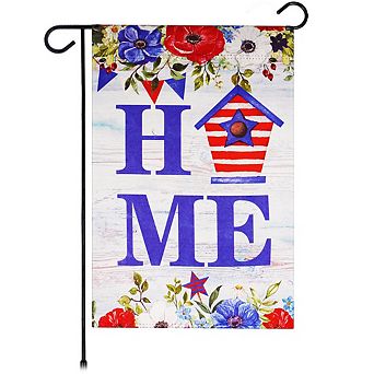 G128 Garden Flag Home Patriotic Birdhouse 12"x18" Blockout
