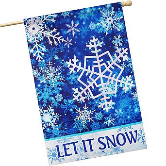 G128 House Flag Let It Snow Snowflakes 28"x40" Blockout