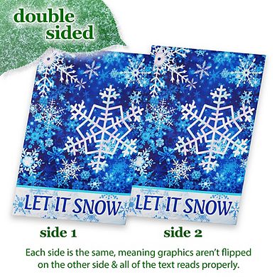 G128 House Flag Let It Snow Snowflakes 28"x40" Blockout