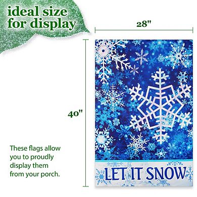 G128 House Flag Let It Snow Snowflakes 28"x40" Blockout