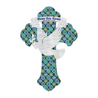 Blessings Cross Easter 24-Inch Handcrafted Wooden Door Decor by G. Debrekht - Spring Decor
