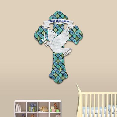 Blessings Cross Easter 24-Inch Handcrafted Wooden Door Decor by G. Debrekht - Spring Decor