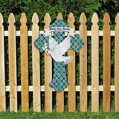 Blessings Cross Easter 24-Inch Handcrafted Wooden Door Decor by G. Debrekht - Spring Decor