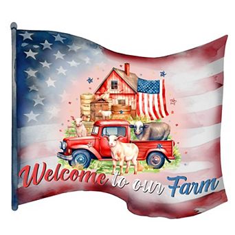 American Flag - Welcome To Our Farm 19-Inch Door Décor by G. Debrekht - Patriotic Décor