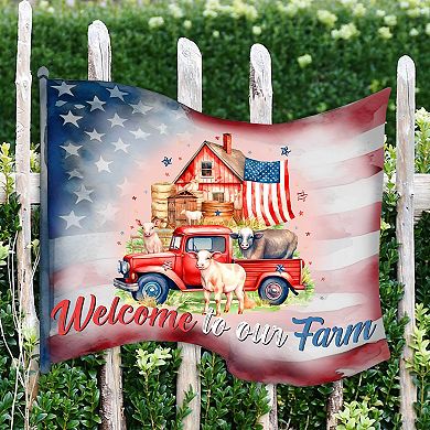 American Flag - Welcome To Our Farm 19-Inch Door Décor by G. Debrekht - Patriotic Décor