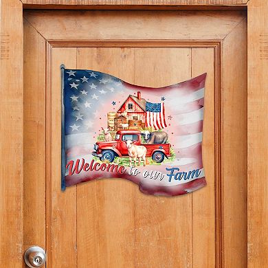 American Flag - Welcome To Our Farm 19-Inch Door Décor by G. Debrekht - Patriotic Décor