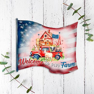 American Flag - Welcome To Our Farm 19-Inch Door Décor by G. Debrekht - Patriotic Décor