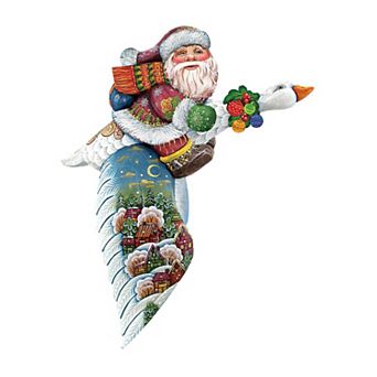 Goose Traveling Santa Christmas 24-Inch Door Decor by G. DeBrekht - Christmas Santa Snowman Decor
