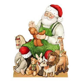 Merry Christmas Santa 24-Inch Handcrafted Wooden Door Decor by Susan Winget - Festive Holiday Decor