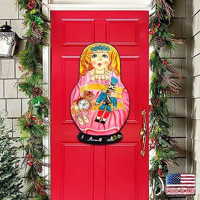 Clara Nutcracker Nesting Doll 24-Inch Handcrafted Wooden Door Decor by G. DeBrekht - Christmas Decor