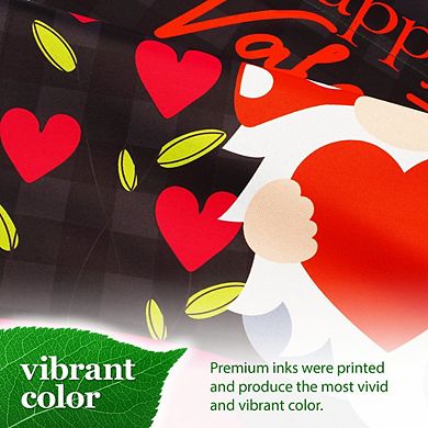 G128 Garden Flag Happy Vday Gnome Holding Red Heart 12"x18" Blockout