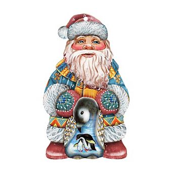 Penguin Santa Christmas 24-Inch Door Decor by G. DeBrekht - Unique Wooden Holiday Décor