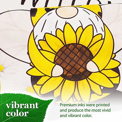 G128 Garden Flag Welcome Bee Gnome with Sunflower 12"x18" Blockout