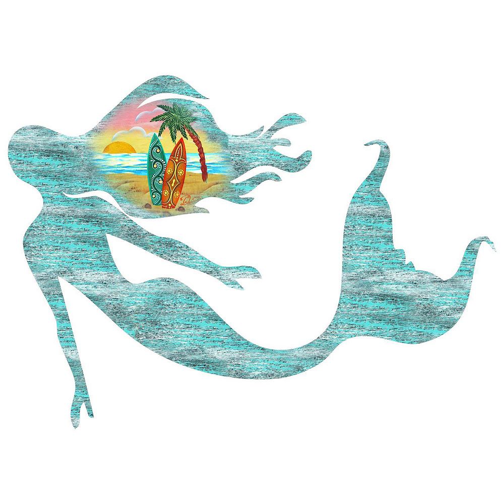 Mermaid Coastal 24-Inch Handcrafted Wooden Door Hanger and Wall Art by ...