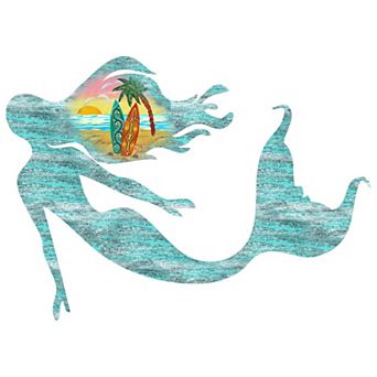 Mermaid Coastal 24-Inch Handcrafted Wooden Door Hanger and Wall Art by G. DeBrekht - Holiday Decor