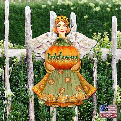 Welcome Fall Angel Halloween Door Decor by G. DeBrekht - Thanksgiving Halloween Decor