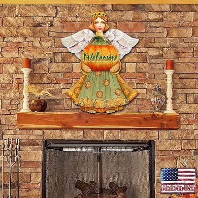 Welcome Fall Angel Halloween 24-Inch Door Decor by G. DeBrekht - Charming Thanksgiving Decor