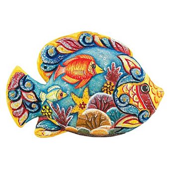 Tropical Fish Beach House 24-Inch Handcrafted Wooden Door Decor by G. DeBrekht - Coastal Decor