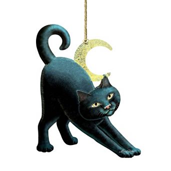 Spooky Halloween Cat 24-Inch Handcrafted Wooden Door Decor by Laura Seeley