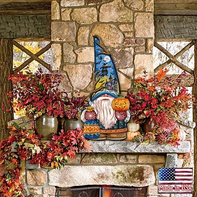 Halloween Gnome Dwarf 24-Inch Handcrafted Wooden Door Decor by G. DeBrekht