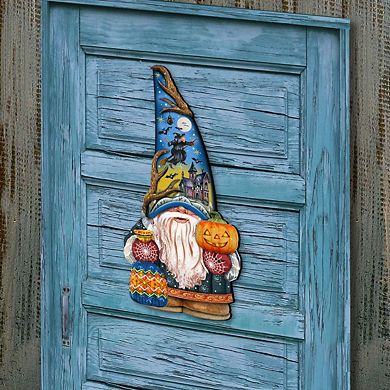 Halloween Gnome Dwarf 24-Inch Handcrafted Wooden Door Decor by G. DeBrekht