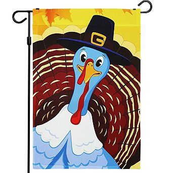 G128 Garden Flag XX Pilgrim Turkey Yellow BG 12"x18" 150D