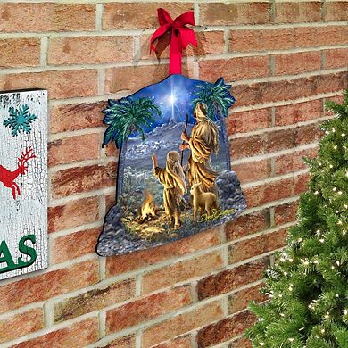 Shepherds Keeping Watching Nativity 24-Inch Door Decor by D. Gelsinger - Nativity Holiday Decor