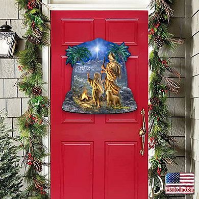 Shepherds Keeping Watching Nativity 24-Inch Door Decor by D. Gelsinger - Nativity Holiday Decor