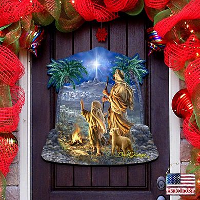 Shepherds Keeping Watching Nativity 24-Inch Door Decor by D. Gelsinger - Nativity Holiday Decor