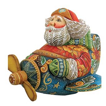 Santa On the Airplane 24-Inch Handcrafted Wooden Door Decor by G. DeBrekht - Christmas Decor