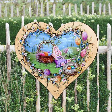 Easter Bunny Nap 24-Inch Handcrafted Wooden Door Decor by J. Mills-Price - Spring Decor