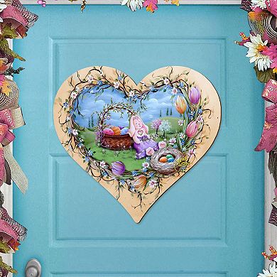 Easter Bunny Nap 24-Inch Handcrafted Wooden Door Decor by J. Mills-Price - Spring Decor