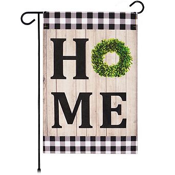 G128 Garden Flag Home Sweet Home Wreath 12"x18" Burlap
