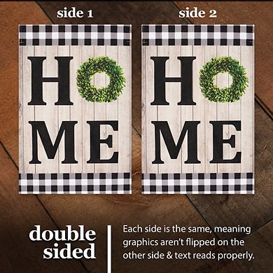 G128 Garden Flag Home Sweet Home Wreath 12"x18" Burlap