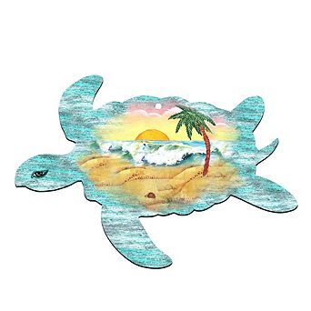 Sea Turtle Coastal 24-Inch Handcrafted Wooden Door Decor by G. DeBrekht - Sea-Life Decor