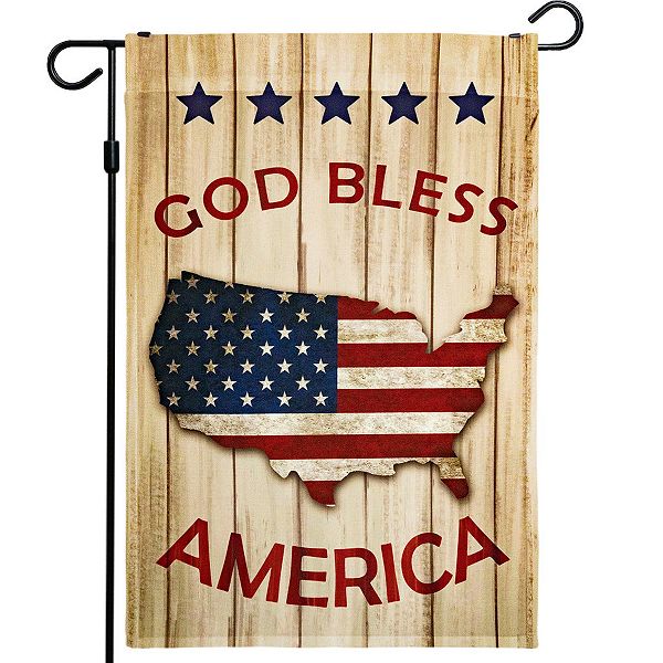 G128 Garden Flag God Bless America USA Flag Map 12