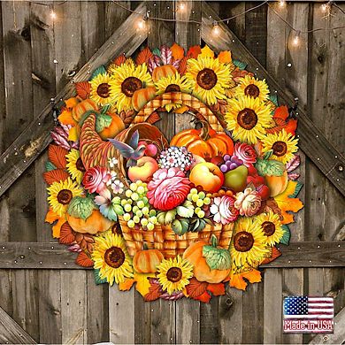 Thanksgiving Holiday 24-Inch Handcrafted Wooden Door Wreath by G. DeBrekht - Halloween Decor