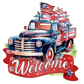 American Car Flag - United We Stand 19-Inch Door Décor by G. Debrekht - Patriotic Décor