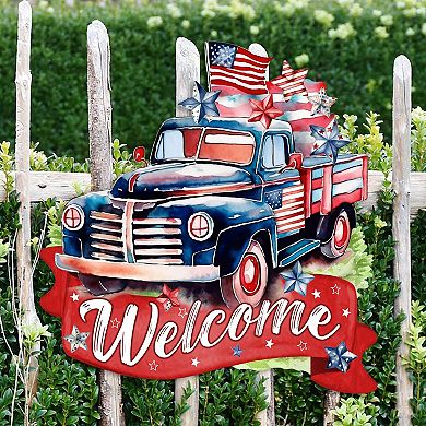 American Car Flag - United We Stand 19-Inch Door Décor by G. Debrekht - Patriotic Décor