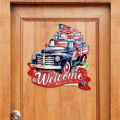 American Car Flag - United We Stand 19-Inch Door Décor by G. Debrekht - Patriotic Décor