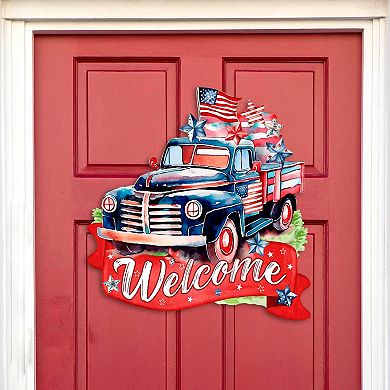 American Car Flag - United We Stand 19-Inch Door Décor by G. Debrekht - Patriotic Décor