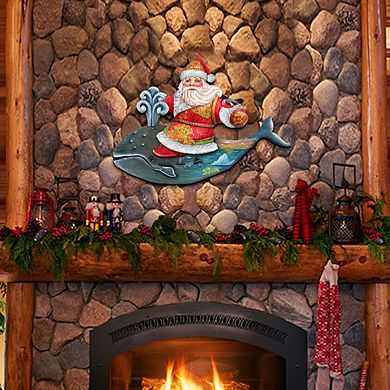 Whale Santa Christmas 24-Inch Handcrafted Wooden Door Decor by G ...